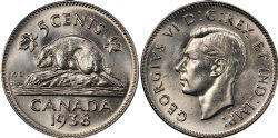 5-CENT -  1938 5-CENT -  1938 CANADIAN COINS