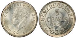 5-CENT -  1941 C 5-CENT (BU) -  1941 NEWFOUNFLAND COINS