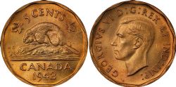 5-CENT -  1942 5-CENT TOMBAC -  1942 CANADIAN COINS