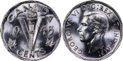 5-CENT -  1945 5-CENT NO CHROME -  1945 CANADIAN COINS
