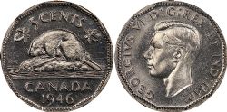 5-CENT -  1946 5-CENT 6/6 -  1946 CANADIAN COINS
