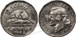 5-CENT -  1947 5-CENT MAPLE LEAF -  1947 CANADIAN COINS