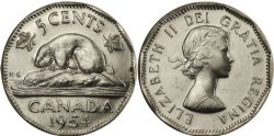 5-CENT -  1954 5-CENT SHOULDER FOLD -  1954 CANADIAN COINS