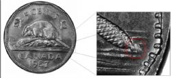 5-CENT -  1957 5-CENT BUG TAIL -  1957 CANADIAN COINS
