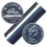 5-CENT -  1966 5-CENT ORIGINAL ROLL -  1966 CANADIAN COINS