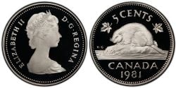 5-CENT -  1981 5-CENT (PR) -  1981 CANADIAN COINS
