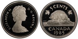 5-CENT -  1985 5-CENT (PR) -  1985 CANADIAN COINS