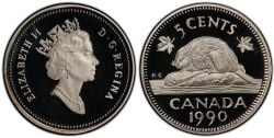 5-CENT -  1990 5-CENT (PR) -  1990 CANADIAN COINS