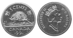 5-CENT -  1991 5-CENT - BRILLIANT UNCIRCULATED (BU) -  1991 CANADIAN COINS