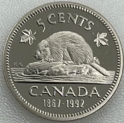 5-CENT -  1992 5-CENT (PR) -  PIÈCES DU CANADA 1992