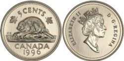 5-CENT -  1996 5-CENT NEAR 6 -  PIÈCES DU CANADA 1996