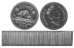 5-CENT -  1996 5-CENT ORIGINAL ROLL -  1996 CANADIAN COINS