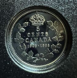 5-CENT -  1998 5-CENT 1908-1998 MIRROR EDITION (PR) -  1998 CANADIAN COINS
