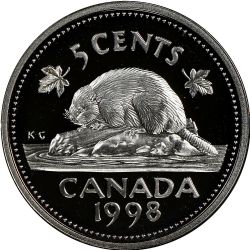 5-CENT -  1998 5-CENT (PR) -  1998 CANADIAN COINS
