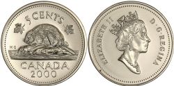 5-CENT -  2000 5-CENT REGULAR (BU) -  PIÈCES DU CANADA 2000