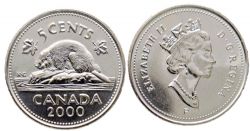 5-CENT -  2000 P 5-CENT (BU) -  PIÈCES DU CANADA 2000