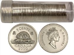 5-CENT -  2000 REGULAR 5-CENT - 40 COINS PACK - BRILLIANT UNCIRCULATED (BU) -  2000 CANADIAN COINS