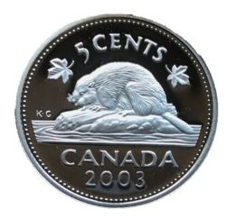 5-CENT -  2003 5-CENT OLD EFFIGY (PR) -  2003 CANADIAN COINS