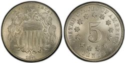 5 CENTS -  1871 5-CENTS (EF) -  1871 UNITED STATES COINS