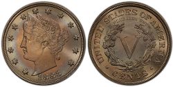 5 CENTS -  1883 5-CENTS, WITH CENTS -  1883 UNITED STATES COINS
