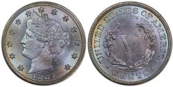 5 CENTS -  1884 5-CENTS -  1884 UNITED STATES COINS