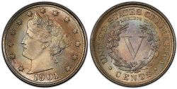 5 CENTS -  1901 5-CENTS -  1901 UNITED STATES COINS