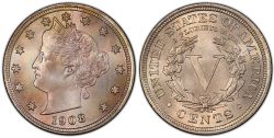 5 CENTS -  1908 5-CENTS -  1908 UNITED STATES COINS