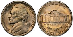 5 CENTS -  1938D 5-CENTS, JEFFERSON -  1938 UNITED STATES COINS