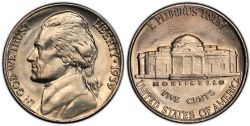 5 CENTS -  1939 5-CENTS, MONTICELLO & FIVE CENTS DOUBLED -  1939 UNITED STATES COINS
