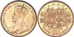 5-DOLLAR -  1912 5-DOLLAR GOLD COIN -  PIÈCES DU CANADA 1912