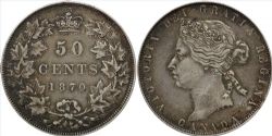 50-CENT -  1870 50-CENT OBV.2 LCW -  1870 CANADIAN COINS