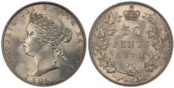50-CENT -  1871 50-CENT NO H, REPUNCHED C -  1871 CANADIAN COINS