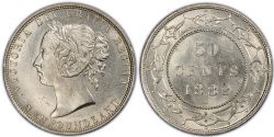 50-CENT -  1882 H 50-CENT (VF) -  1882 NEWFOUNFLAND COINS