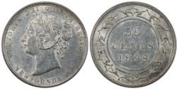50-CENT -  1899 50-CENT WIDE-9 -  1899 NEWFOUNFLAND COINS