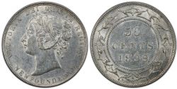 50-CENT -  1899 50-CENT WIDE-9 (VG) -  1899 NEWFOUNFLAND COINS