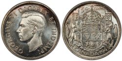 50-CENT -  1943 50-CENT WIDE DATE -  1943 CANADIAN COINS