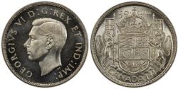 50-CENT -  1944 50-CENT HOOF OVER 4 -  1944 CANADIAN COINS