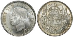 50-CENT -  1944 50-CENT WIDE DATE, 4/4/4 -  1944 CANADIAN COINS