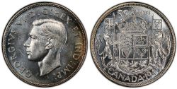 50-CENT -  1945 50-CENT WIDE DATE, BLUNT-5 -  1945 CANADIAN COINS