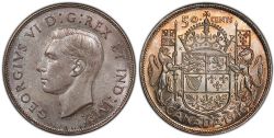 50-CENT -  1946 50-CENT DIE CHIP IN 6 -  1946 CANADIAN COINS