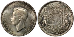 50-CENT -  1947 50-CENT NARROW DATE, 7-STRAIGHT -  1947 CANADIAN COINS