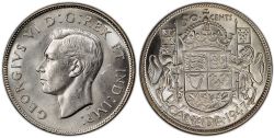 50-CENT -  1947 50-CENT NARROW DATE, DOUBLED CURVED-7 -  1947 CANADIAN COINS