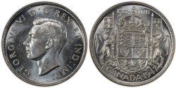 50-CENT -  1947 50-CENT WIDE DATE, CURVED-7 -  1947 CANADIAN COINS