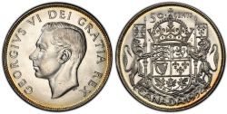 50-CENT -  1952 50-CENT WIDE DATE (AU-55) -  1952 CANADIAN COINS