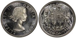 50-CENT -  1953 50-CENT SHOULDER FOLD, LARGE DATE -  1953 CANADIAN COINS
