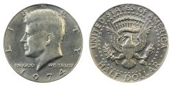 50-CENT -  1974 HALF DOLLAR (BU) -  1974 UNITED STATES COINS