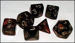 7 DICE, BLUE BLOOD WITH GOLD -  SCARAB