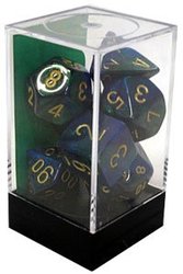 7 DICE, BLUE-GREEN WITH GOLD -  GEMINI