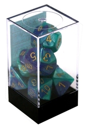 7 DICE, BLUE/TEAL WITH GOLD NUMBERS -  GEMINI