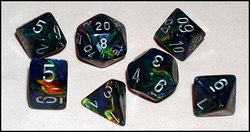 7 DICE, FESTIVE, GREEN WITH SILVER